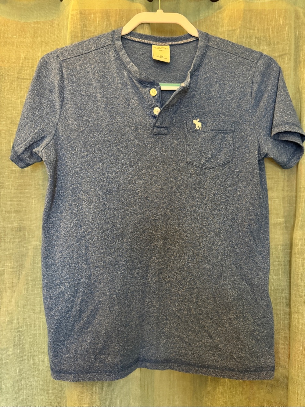 abercrombie kids heather blue short-sleeve henley pocket tee